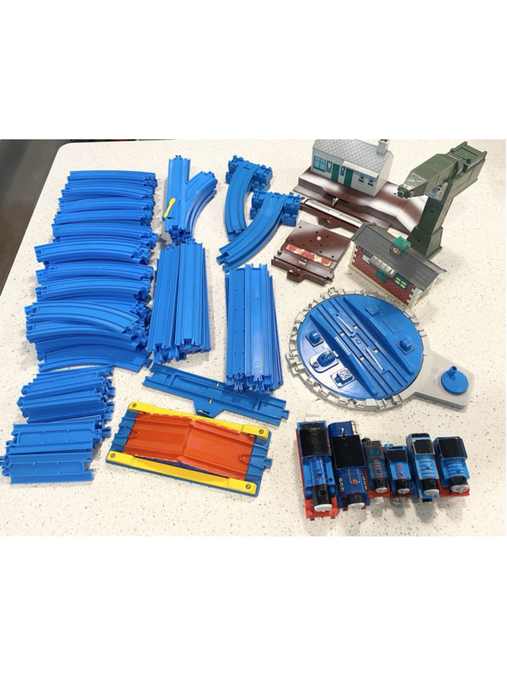 Vintage TOMY Thomas & Friends Train Set Huge 100+ Track Lot 6 Trains Cranky 90s